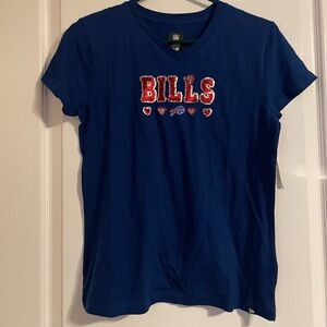 NWT NFL Gear New Era Buffalo Bills Blue Red Bling Tee Youth 14/16 Womens XS Gear